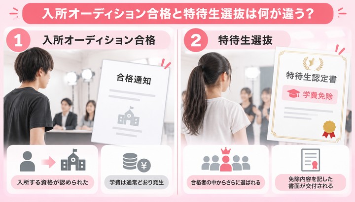 入所オーディション合格と特待生選抜は何が違う？