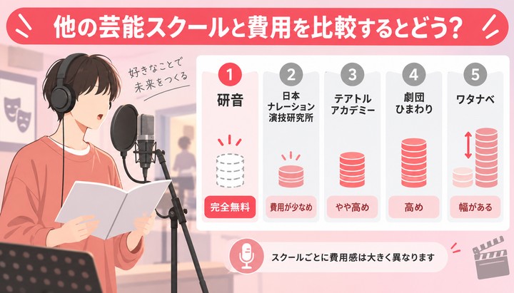 他の芸能スクールと費用を比較するとどう？